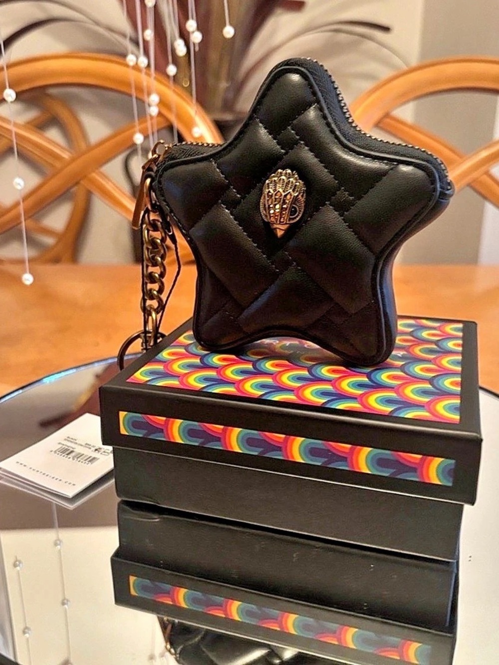 Kurt Geiger London Kensington Quilted Leather Star Coin Purse Keychain